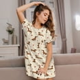 thumbnail image 3 of Pofeuu Heart Dachshund Print Women's Loose Fit Short Sleeve Nightgown, Comfortable Sleep Dress for Women, Casual Lounge Sleepwear, Soft Cotton Sleep Dress, 3 of 6