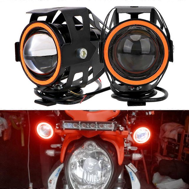 125W Motorcycle Headlights Spotlights LED Motorcycle Angel Eyes U7 Headlamp 2Pcs/set Motorbike LED Auxiliary Lamp