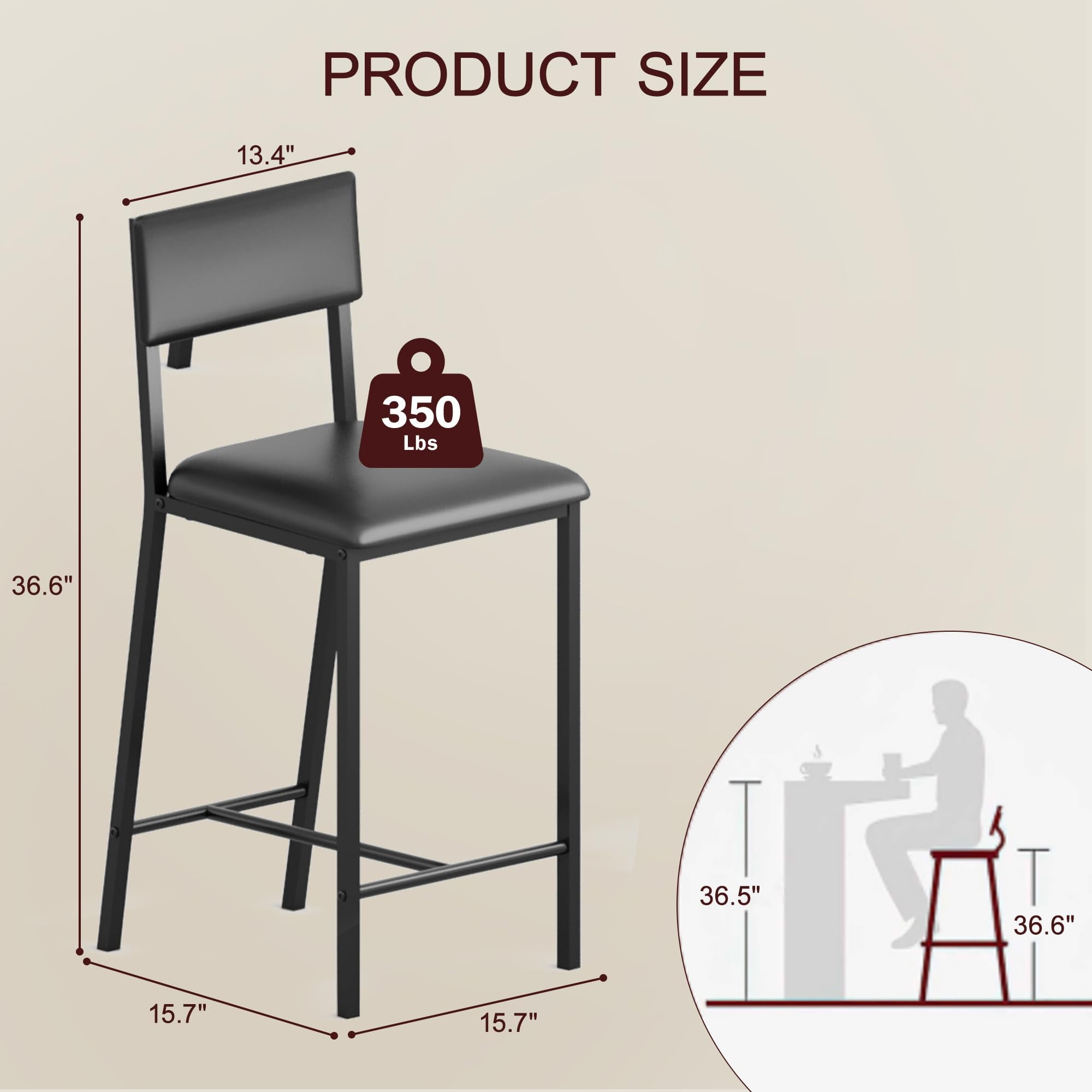 Ataucjin Dining Chairs Set of 2 Modern Upholstered Armless Dining Chairs,PU Dining Chairs Curved Backrest,Dining Room Chairs Kitchen Chairs with 26IN Metal Legs and Sturdy H-Frame for Home,Bar