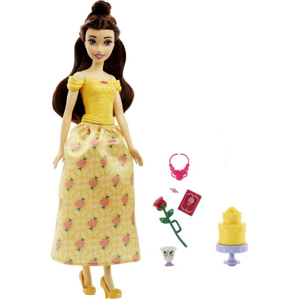 Disney Princess Belle Fashion Doll, Character Friend and 4 Accessories, New for 2023