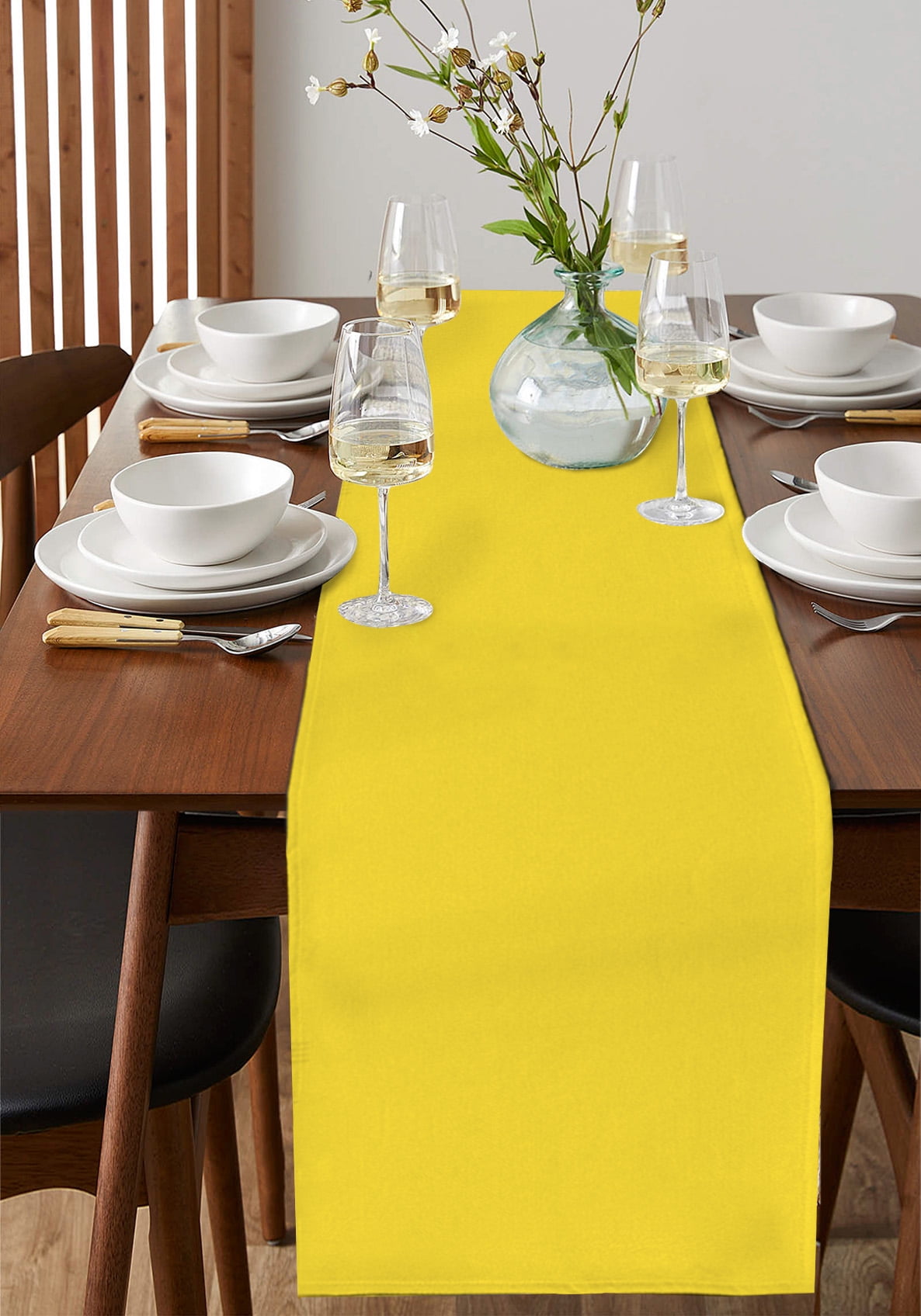 Yellow Table Runner Pure Yellow Tablerunners 14 x 72 Inch, Table Decorations Tabletop Scarf for Summer Gathering Holiday Farmhouse Kitchen Dining Decor