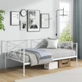 thumbnail image 1 of Sofá cama individual, cama de metal con listones y rieles de metal resistentes, estructura 2 en 1, adecuado para sala de estar, habitación de invitados, no requiere somier, fácil de montar, blanco,1, 1 of 2