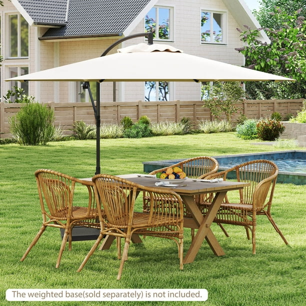castlecreek 10 two tier market patio umbrella OUTGOODS 10 ft. Steel 2-Tier Square Patio Umbrella in Tan with Cross Base Offset Hanging, 360 Degree Rotation Adjustable