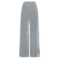 thumbnail image 4 of vigerkar Women's Velvet Pants Drawstring Waist Wide Leg Casual Lounge Pant (Grey, L), 4 of 6