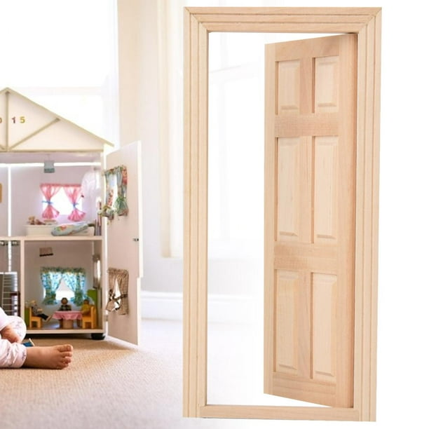 Cergrey 1:12 Maison de poupée Mini porte en bois pour poupées