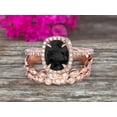 thumbnail image 5 of 3 Carat Oval Cut Black Diamond Moissanite Engagement Ring 10k Rose Gold With Art Deco Vintage Looking Matching Wedding Band, 5 of 5
