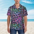 thumbnail image 2 of Fotbe Rainbow Animal Skin Camisa Hawaiana para Hombre Unisex – Camisa Casual de Verano con Botones de Manga Corta de Algodón y Lino,Large, 2 of 7