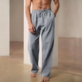 thumbnail image 4 of LWavelet Mens Lightweight Linen Lounge Pants Elastic Waist Drawstring Sleep Pants Gray L, 4 of 7