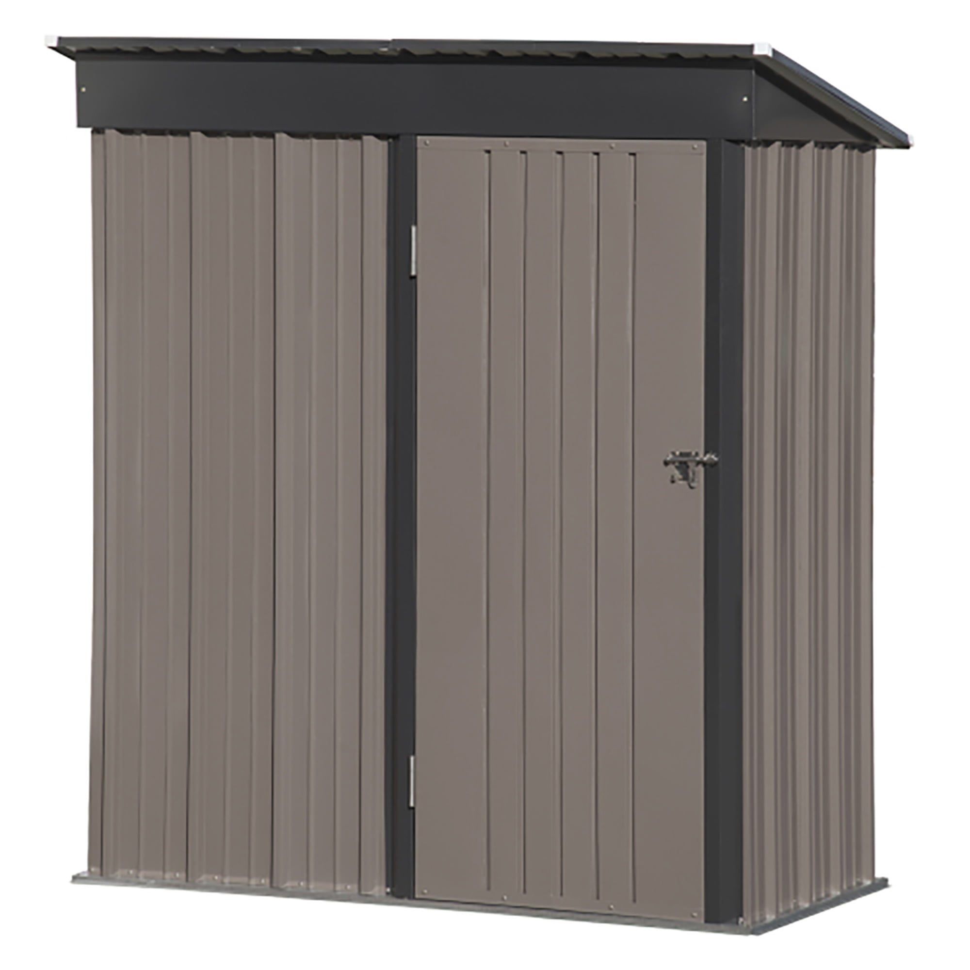 Kadyn Horizontal Outdoor Storage Shed Cabinet, Garden Shed, Metal Sloped Roof Storage Shed with Adjustable Shelves and Lockable Door for Trash Cans, Garden Tools and Yard Equipment, Brown Kadyn Horizontal Outdoor Storage Shed Cabinet, Garden Shed, Metal Sloped Roof Storage Shed with Adjustable Shelves and Lockable Door for Trash Cans, Garden Tools and Yard Equipment, Brown