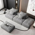thumbnail image 3 of Modern Oversized Modular Sectional Sofa with 2 Ottoman and 2 seat,Sparkling Chenille Fabric Soft Cushion Sofa with 4 Pillows,4 PCS DIY Combination Tufted Sofa,No Assembly Required,GREY, 3 of 7