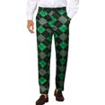 thumbnail image 1 of INSPIRE CHIC Men's Pant Diamond Plaid Pattern Regular Fit Color Block Suit Trousers 34 Green Black, 1 of 6