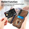 thumbnail image 3 of SaniMore for Samsung Galaxy S21 Wallet Case, [RFID Blocking] Elastic Card Slot Vehicle Magnetic PU Leather Ring Holder & Lanyard Stand Money Pocket Cover for Samsung S21 5G, Brown, 3 of 12