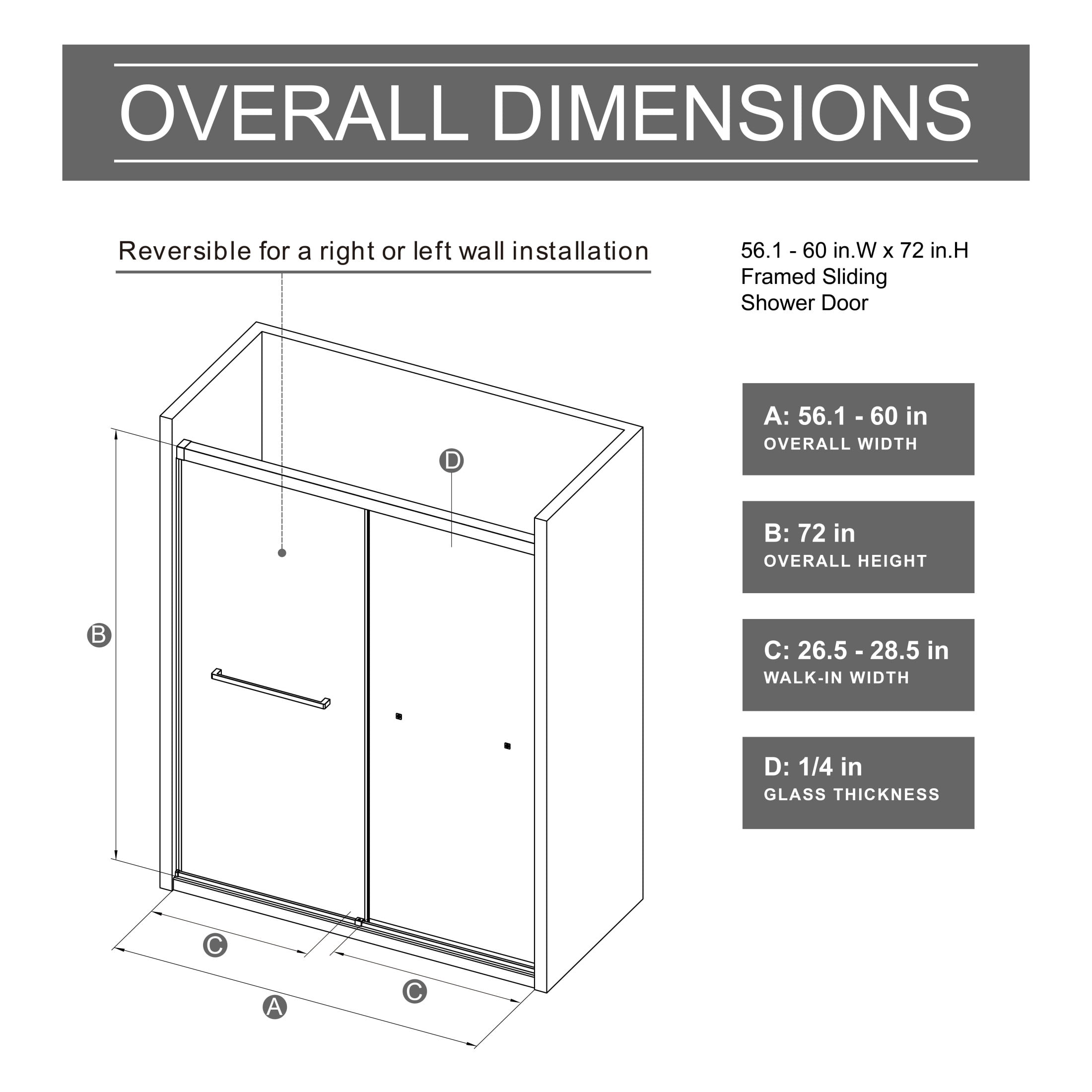 Noble House 60" x 72" Frameless Aluminum Dual Sliding Shower Door with Soft-Close Buffer, Metal Bottom Seal, Matt Black