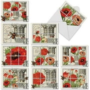 The Best Card Company - 10 Blank Flower Cards for All Occasions 4 x 5.12 Inch -