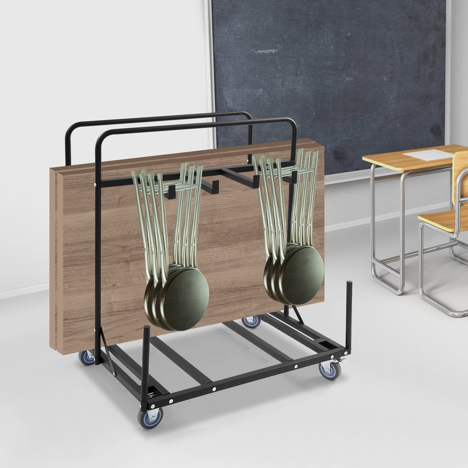 Multi-Load Table Chair Mover, 5 Tables+14 Chairs or 14 Tables Capacity, Removable Design & Smooth Edges, Perfect for Event Planners, Facility Managers