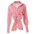 thumbnail image 6 of Seyurigaoka Women Stripes/Dots Print Long Sleeve Tie Knot Button Down Shirts, 6 of 9
