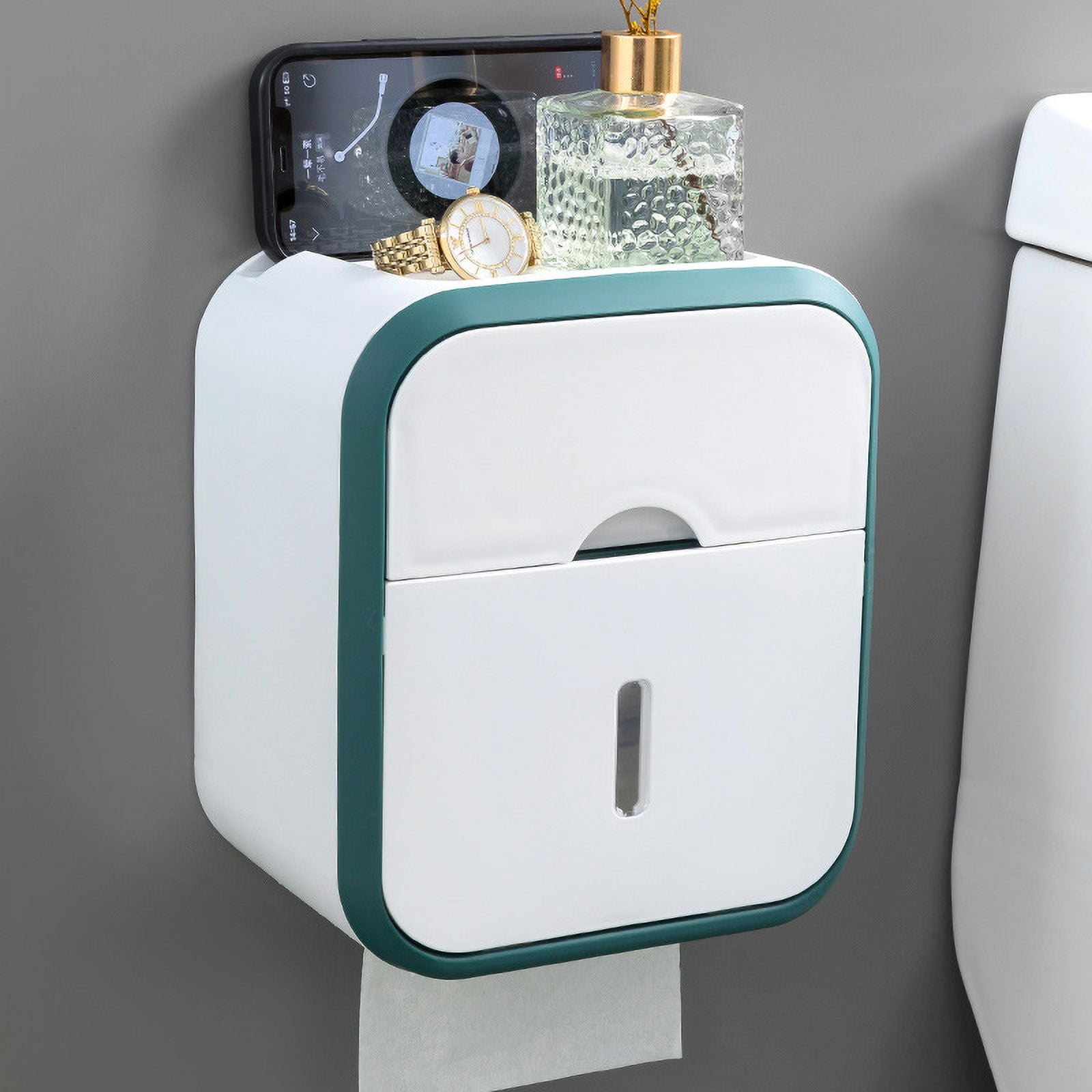 Wall Hanging Waterproof Tissue Box Roll Paper Holder Toilet Tissue Storage Box Double Layer Plastic Organizer Bathroom Accessories