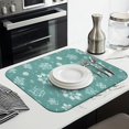 thumbnail image 3 of Turquoise Christmas Snowflake Pattern Dish Drying Mat for Kitchen 1 Pack, Ultra Absorbent Microfiber Dishes Drainer Mats,16x18in(41x46cm), 3 of 6