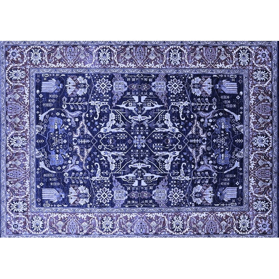 Ahgly Company Machine Washable Indoor Rectangle Oriental Blue Industrial Area Rugs, 2' x 4'