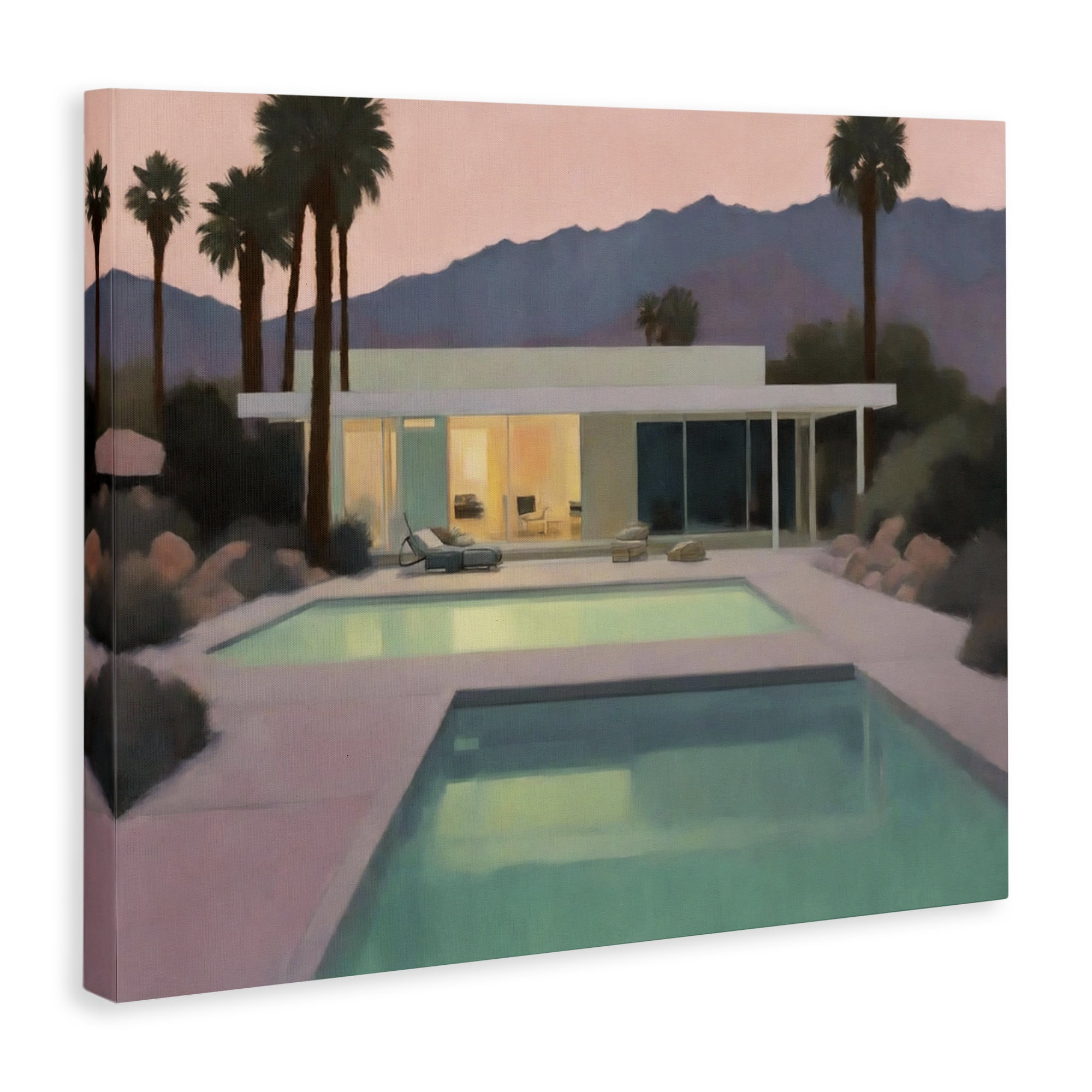 Stupell Industries Tranquil Pool at Sunset Landscape & Nature Painting Wrapped Canvas Art Print Wall Art, 30 x 24