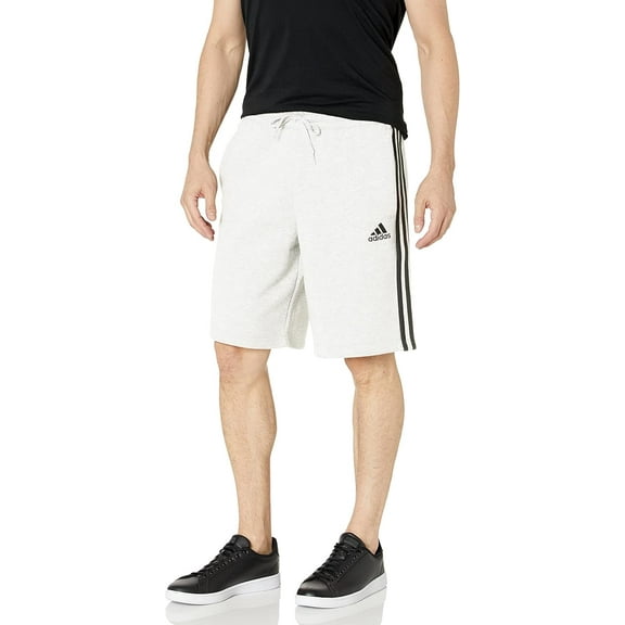 adidas Men's Essentials Fleece 3-Stripes Shorts White Medium