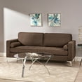 thumbnail image 2 of Noble House Arjun Tufted Fabric Sofa, Brown, Silver, 2 of 9