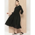 thumbnail image 4 of Janasya Women's Black Cotton Solid Flared Dress, 4 of 6