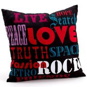 Electro Pop Words Decorative Pillow