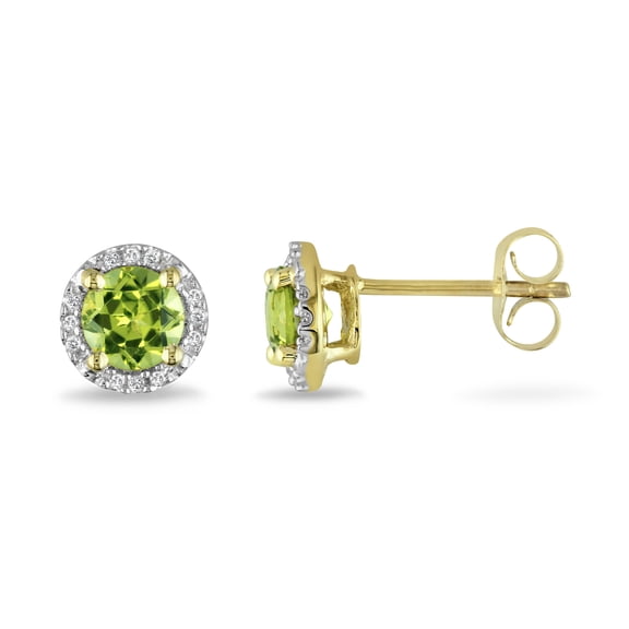 Everly Women's 1 1/8ct TGW Peridot & Diamond Accent 10k Yellow Gold Halo Stud Earrings