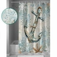 thumbnail image 4 of Blue Anchor Coastal Waterproof Fabric Shower Curtain, Nautical Summer Beach Starfish Snowflake Shower Curtain for Bathroom Curtains Bathtubs Hotel Washable Shower Curtains with 12 Hooks Long 72x78in, 4 of 6