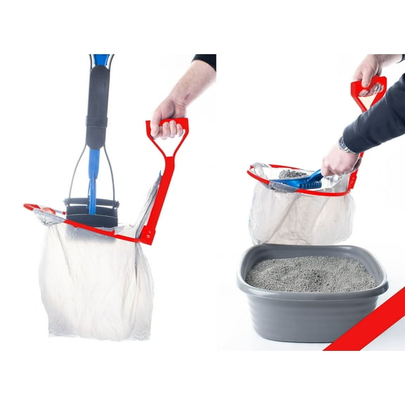 Dood-Eze Pet Pooper Scooper Cleanup Tool for Dogs and Cats, Red