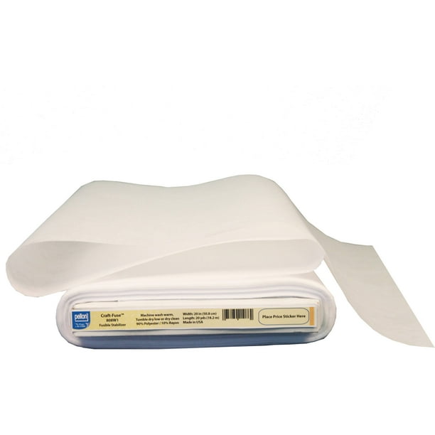 Pellon 808 CraftFuse Fabric Stabilizer, White. 20" x 20 Yards by the Bolt