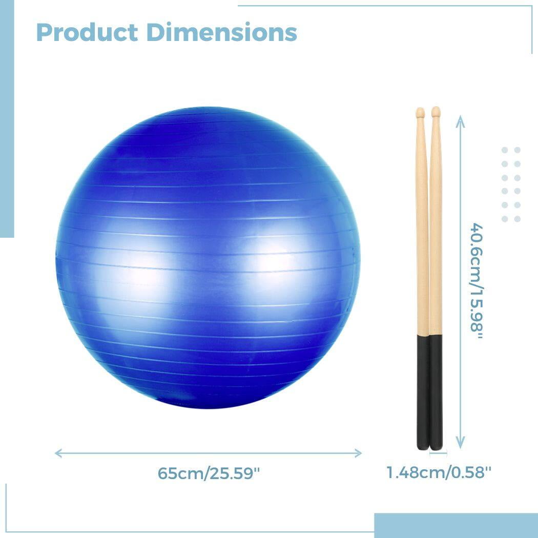 Cardio Drumming Equipment Set, Fitness Balance Ball with Pump & 3.2oz Sticks, Aerobic Exercise Ball for Workouts, Stability, Pilates, Yoga, Pregnancy Gymnastics