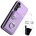 thumbnail image 5 of Wallet Case Compatible for Samsung Galaxy S23 FE with Card Holder, Rotation Finger Ring Kickstand Card Slots Case, Classic PU Leather Shockproof Magnetic Button Cover for Galaxy S23 FE, Purple, 5 of 7