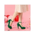 thumbnail image 6 of BLISSFUL STEP Women Ankle Strap Round Toe Stiletto Heels Pumps Green 8, 6 of 7