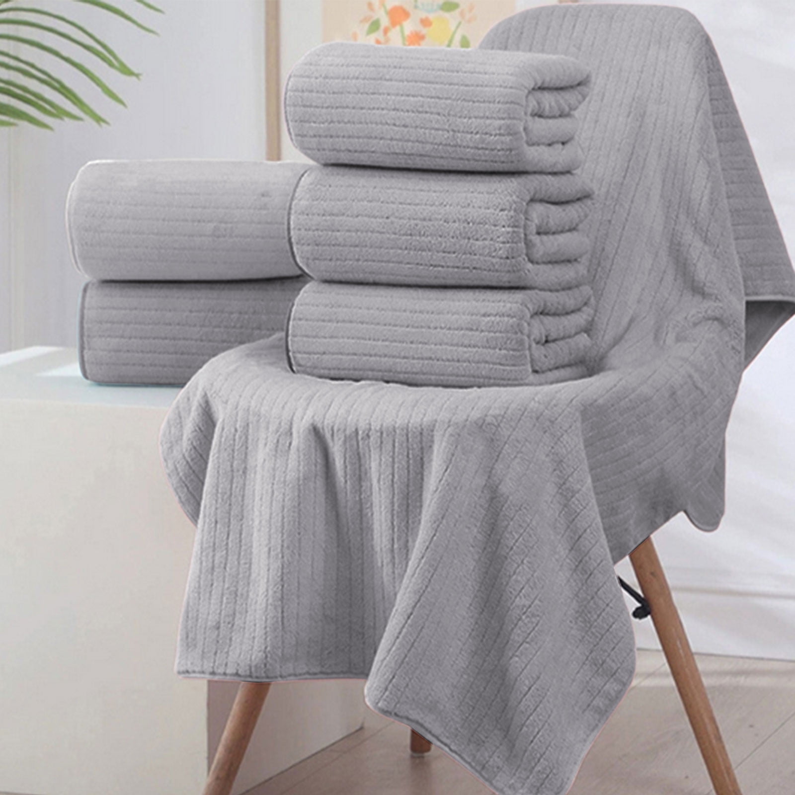 Mauxuk Premium Soft Bath Towel Set - 8-Piece Luxury Velvet Towels, Ultra Absorbent & Quick-Dry, Reinforced Stitching, Includes 4 Square Towels, 2 Bath Towels, 2 Washcloths