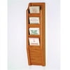 Wooden Mallet Brochure Display with 4 Pockets in Medium Oak