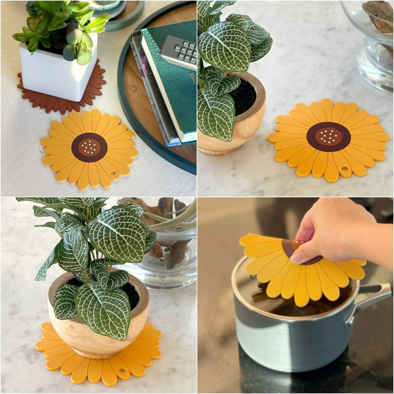 Wrapables Sunflower Coasters, Trivet Mats, Pot Holders (Set of 2