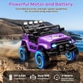 thumbnail image 4 of Lumiparty Kids 12V Kids Ride On Car for Kids, Electric Truck Ride On Toys for Ages 3-8 Years, with 5MPH Max Speed, Remote Control, Accelerator Pedal, Treaded Tires, Music and Story, Purple, 4 of 7