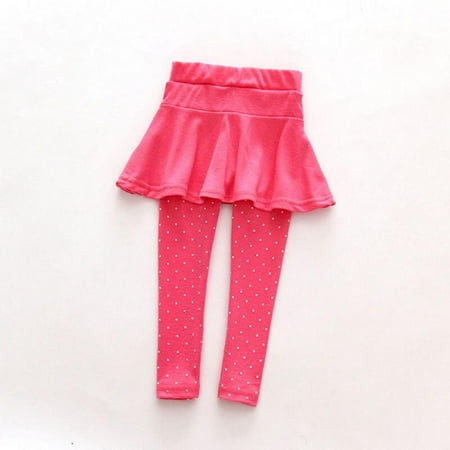 

Clearance Toddler Girls Footless Leggings with Ruffle Tutu Skirt Fleece Lined Warm Thick Pantskirt Pants Tights