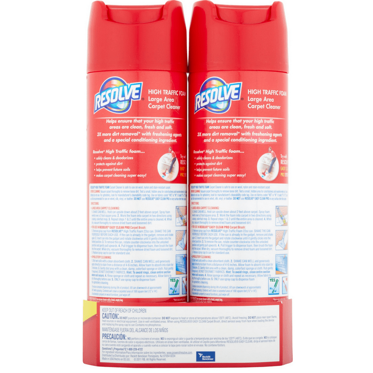 Resolve Dual Pack High Traffic Carpet Foam, 44 oz (2 Cans x 22 oz), Cleans  Freshens Softens & Removes Stains