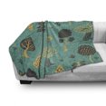 thumbnail image 2 of Botanical Soft Flannel Fleece Throw Blanket, Doodle Style Trees and Leaves Forest Elements Drawn by Hand, Cozy Plush for Indoor and Outdoor Use, 50" x 60", Cadet Blue Sand Brown, by Ambesonne, 2 of 5