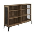 thumbnail image 4 of Walker Edison 3 Tier Industrial Wood and Metal Mesh Bookcase Bookshelf Storage Home Office Storage Cabinet, 52 Inch, Rustic Oak, 4 of 9