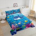 thumbnail image 4 of Erosebridal Cartoon Whale Octupus Fish Bedding Comforter Set, Deep Ocean Coral Down Comforter, Reversible 2 Pieces, 4 of 8