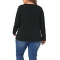 thumbnail image 3 of Agnes Orinda Women' s Plus Size Tshirt for Casual Tops Button Front Long Sleeve Tee Top 3X Black, 3 of 6