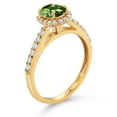 thumbnail image 3 of Gem Stone King 10K Yellow Gold Green Tourmaline and White Lab Grown Diamond Halo Engagement Ring for Women (1.01 Cttw, Gemstone October Birthstone, Oval 7X5MM), 3 of 4