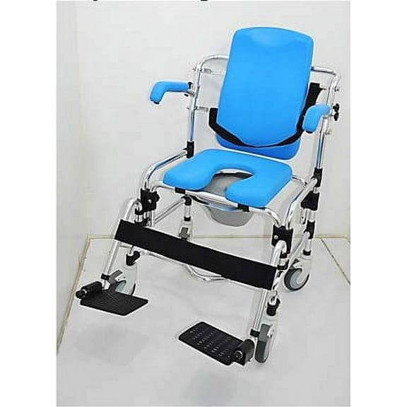 Platinum Health Caspian Professional Padded Mobile Bath Shower, Commode & Toilet Chair with Pail