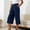 Navy women high waisted wide leg capri pants a1, variant on Cagogo Women's High Waisted Wide Leg Capri Pants with Pockets Casual Solid Loose Cropped Palazzo Trousers Summer Beach Work Lounge, Navy 2XL