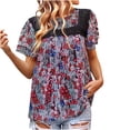 thumbnail image 1 of Blusa de manga corta con cuello redondo informal de primavera y verano con estampado de mujer OAVQHLG3B Store  lin121212, 1 of 4