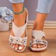 thumbnail image 1 of MKLEKYY Sandalias deportivas de Verano Nuevas Con Tacón de Boca de Pez y Pendiente, Estilo Retro, Con Tres Flores, Suela No Blanda para Mujer, 1 of 4